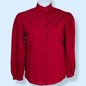 Vintage Elite International Red Pleated Blouse